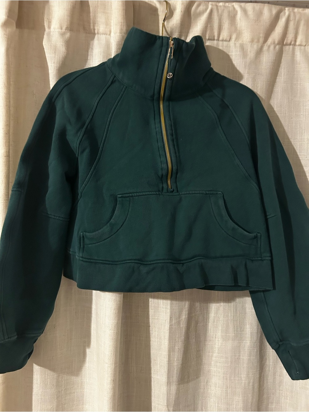 lululemon athletica Cropped Quarter-Zip Pullover - Deep Teal with Gold Zipper